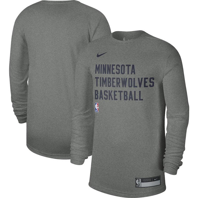 Men's Minnesota Timberwolves Heather Gray 2023/24 Legend On-Court Practice Long Sleeve T-Shirt